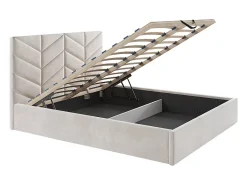 Vente-unique Lit coffre 140 x 190 cm - Tissu texturé - Crème + Matelas - JUSTANI* Ensemble Sommier Et Matelas