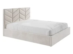 Vente-unique Lit coffre 140 x 190 cm - Tissu texturé - Crème + Matelas - JUSTANI* Ensemble Sommier Et Matelas