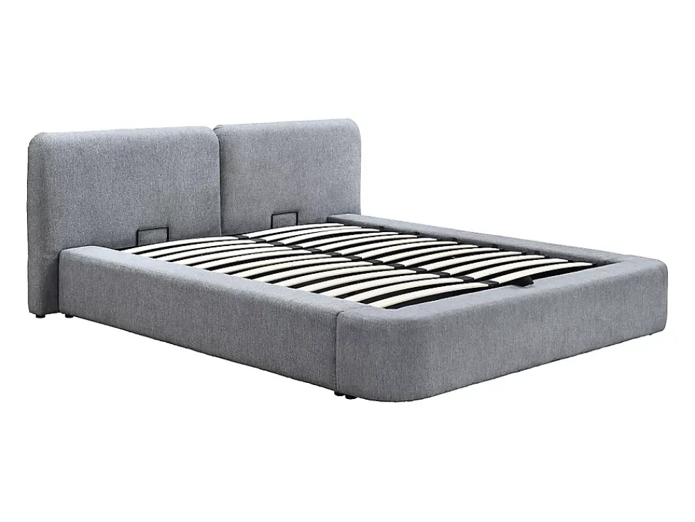 Vente-unique Lit coffre 140 x 190 cm - Tissu - Gris - JUDALO de Maison Céphy* Lit Coffre