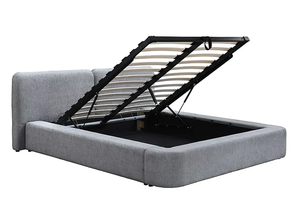 Vente-unique Lit coffre 140 x 190 cm - Tissu - Gris - JUDALO de Maison Céphy* Lit Coffre