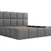 Lit coffre 140 x 190 cm - Tissu effet cuir - Gris - DAMADO>Vente-unique New