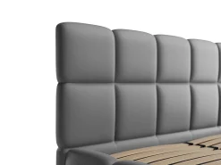Lit coffre 140 x 190 cm - Tissu effet cuir - Gris - DAMADO><noscript><img width=