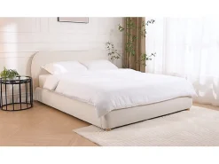 Lit coffre 160 x 200 cm - Tissu bouclette - Blanc + Matelas - VANARI>Vente-unique Outlet