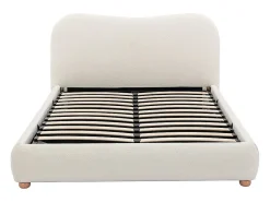 Lit coffre 160 x 200 cm - Tissu bouclette - Blanc + Matelas - VANARI><noscript><img width=
