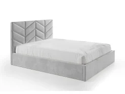Lit coffre 200 x 200 cm - Tissu texturé - Gris + Matelas - JUSTANI>Vente-unique Clearance