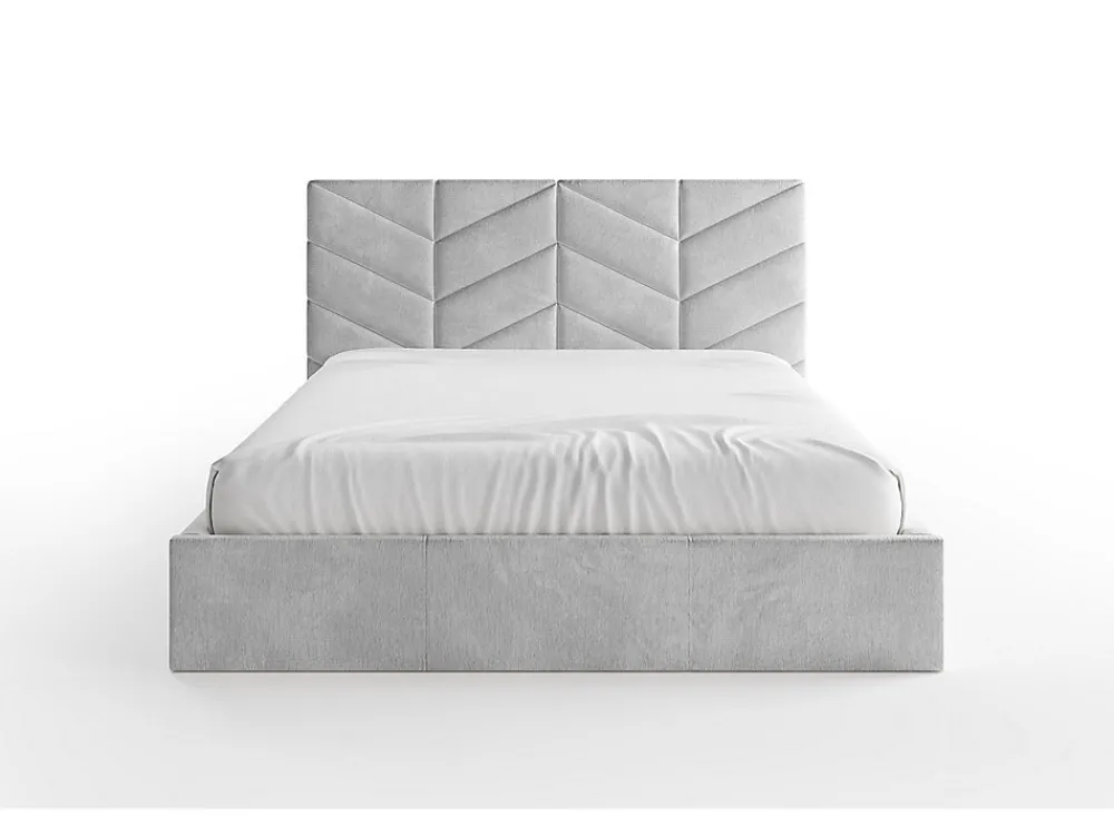 Lit coffre 200 x 200 cm - Tissu texturé - Gris + Matelas - JUSTANI>Vente-unique Clearance