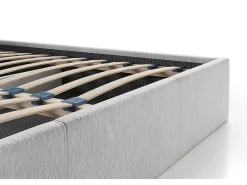 Lit coffre 200 x 200 cm - Tissu texturé - Gris + Matelas - JUSTANI><noscript><img width=