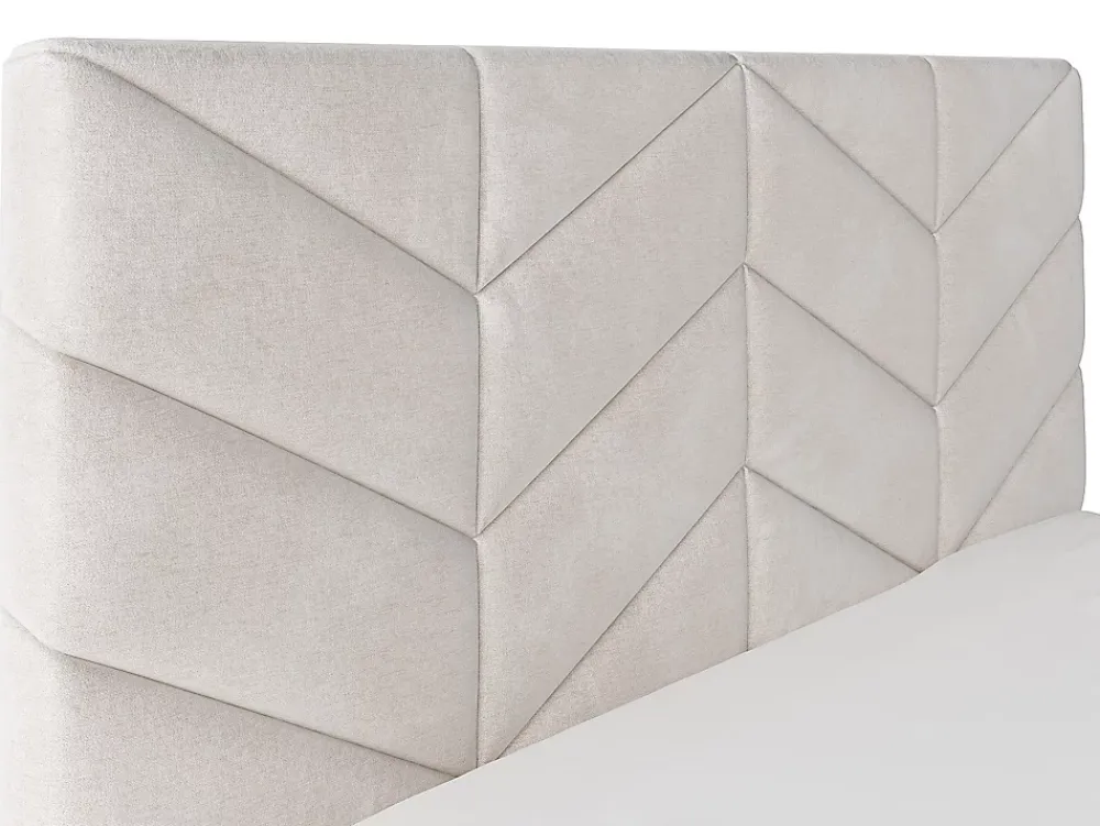 Vente-unique Lit coffre 180 x 200 cm - Tissu texturé - Crème - JUSTANI* Lit Coffre