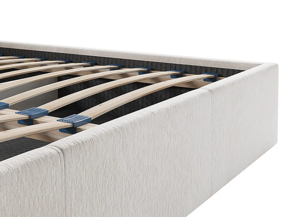 Vente-unique Lit coffre 180 x 200 cm - Tissu texturé - Crème - JUSTANI* Lit Coffre