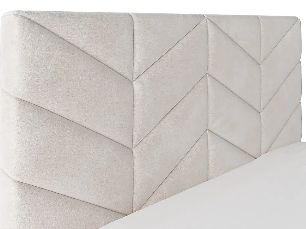 Lit coffre 160 x 200 cm - Tissu texturé - Crème - JUSTANI>Vente-unique Clearance