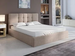 Lit coffre 160 x 200 cm - Tissu - Beige + Matelas - ELIAVA>Vente-unique Outlet