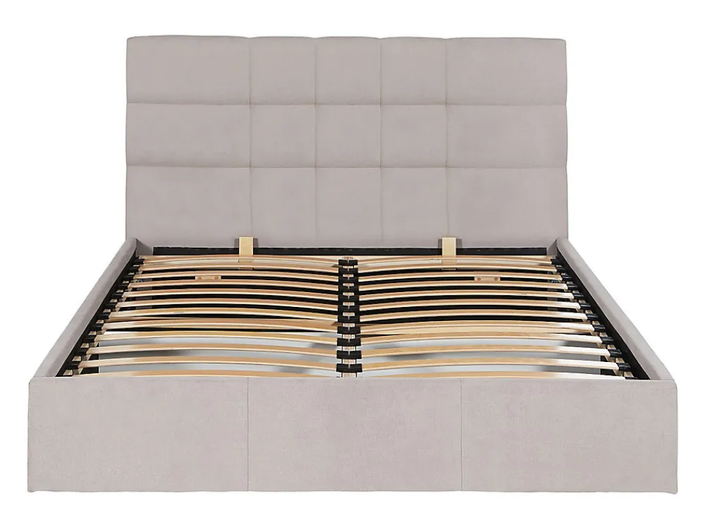 Lit coffre 160 x 200 cm - Tissu - Beige + Matelas - ELIAVA>Vente-unique Outlet