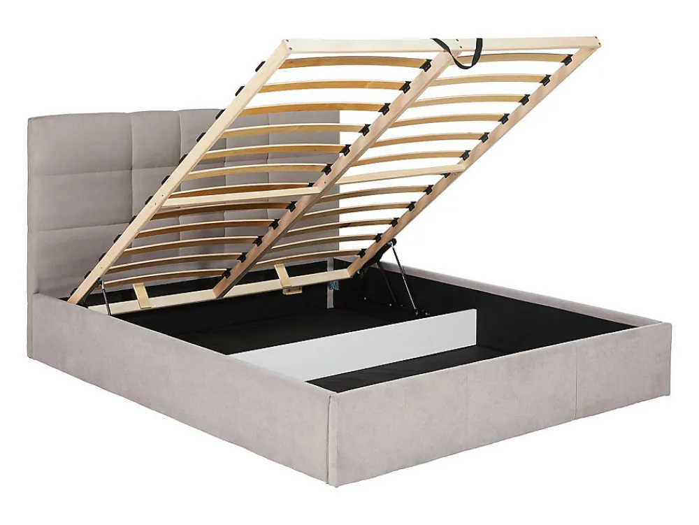 Lit coffre 160 x 200 cm - Tissu - Beige + Matelas - ELIAVA>Vente-unique Outlet