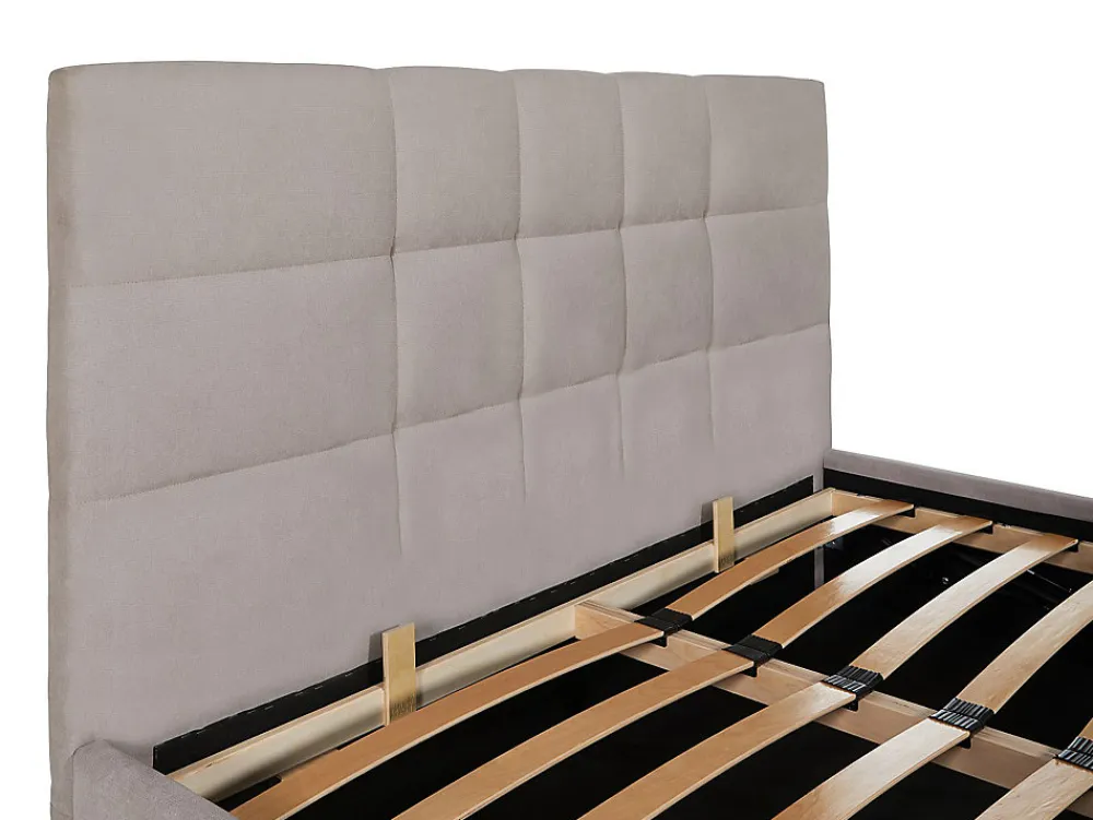 Lit coffre 160 x 200 cm - Tissu - Beige + Matelas - ELIAVA>Vente-unique Outlet