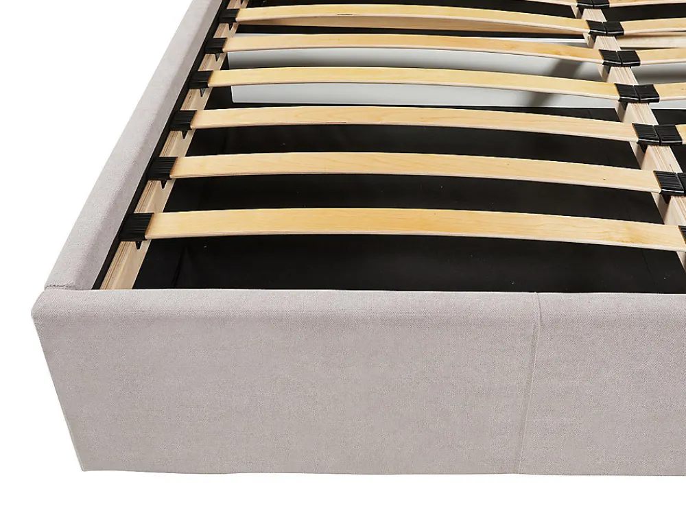 Lit coffre 160 x 200 cm - Tissu - Beige + Matelas - ELIAVA>Vente-unique Outlet