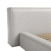 Vente-unique Lit coffre 140 x 190 cm - Tissu - Gris clair - TIMANO* Lit Coffre