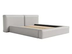 Vente-unique Lit coffre 140 x 190 cm - Tissu - Gris clair - TIMANO* Lit Coffre