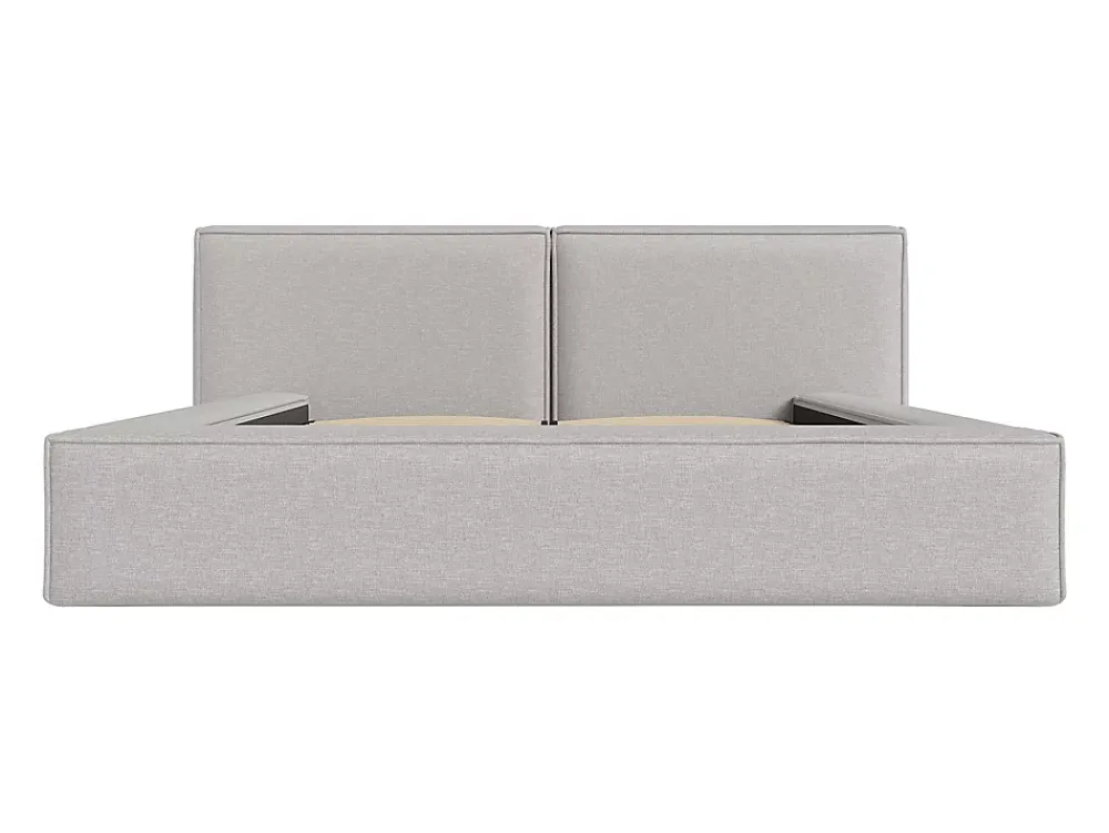 Vente-unique Lit coffre 140 x 190 cm - Tissu - Gris clair - TIMANO* Lit Coffre