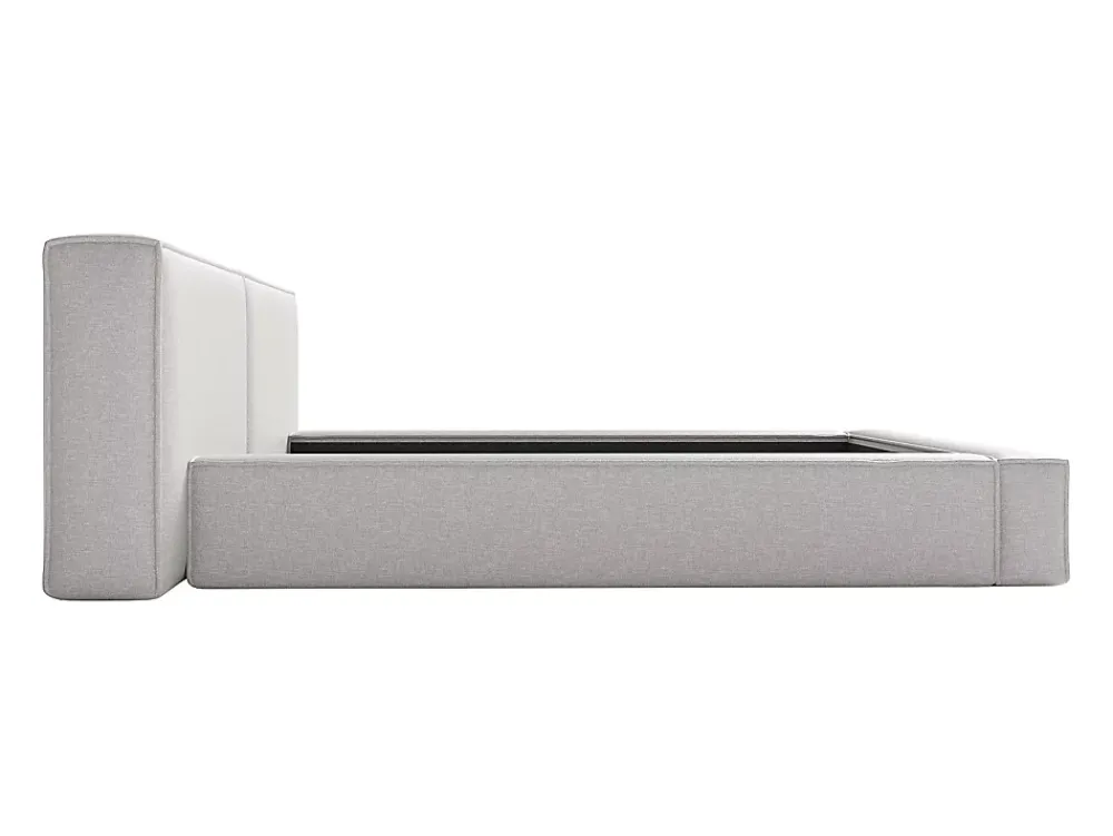 Vente-unique Lit coffre 140 x 190 cm - Tissu - Gris clair - TIMANO* Lit Coffre