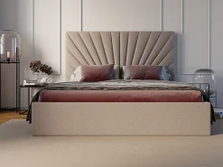 Lit coffre 180 x 200 cm - Tissu - Beige + Matelas - RILIODA><noscript><img width=