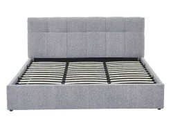 Lit coffre 180 x 200 cm - Tissu bouclette - Gris - MAZIRI><noscript><img width=