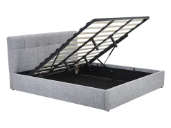 Vente-unique Lit coffre 180 x 200 cm - Tissu bouclette - Gris + Matelas - MAZIRI* Ensemble Sommier Et Matelas