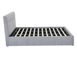 Vente-unique Lit coffre 180 x 200 cm - Tissu bouclette - Gris + Matelas - MAZIRI* Ensemble Sommier Et Matelas