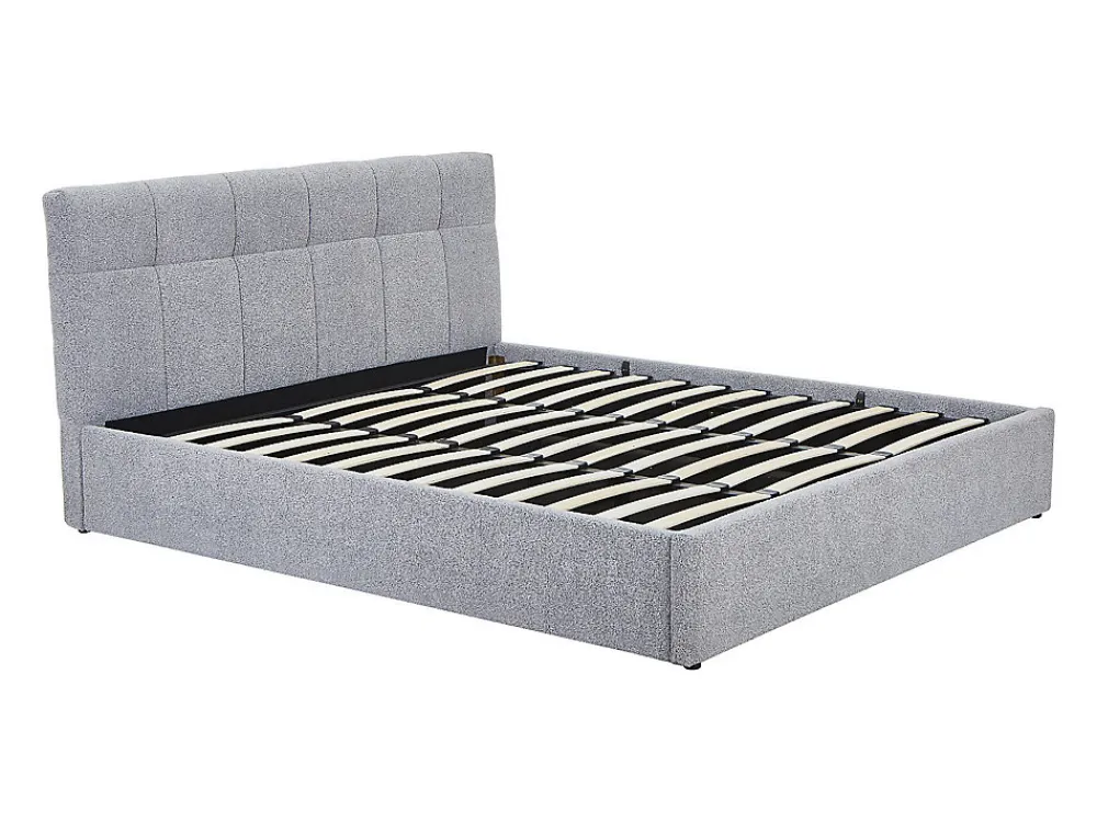 Vente-unique Lit coffre 180 x 200 cm - Tissu bouclette - Gris + Matelas - MAZIRI* Ensemble Sommier Et Matelas