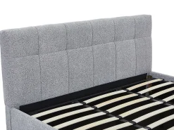 Vente-unique Lit coffre 180 x 200 cm - Tissu bouclette - Gris + Matelas - MAZIRI* Ensemble Sommier Et Matelas