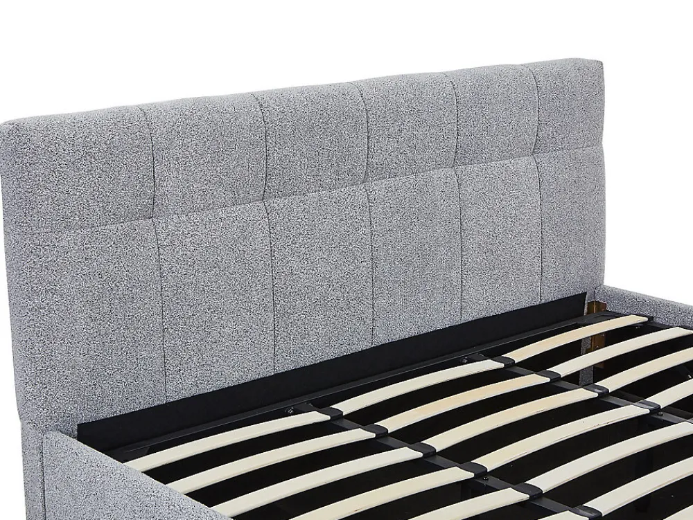 Vente-unique Lit coffre 180 x 200 cm - Tissu bouclette - Gris + Matelas - MAZIRI* Ensemble Sommier Et Matelas