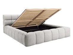Vente-unique Lit coffre 180 x 200 cm - Tissu - Gris clair + Matelas - FORVIK* Ensemble Sommier Et Matelas