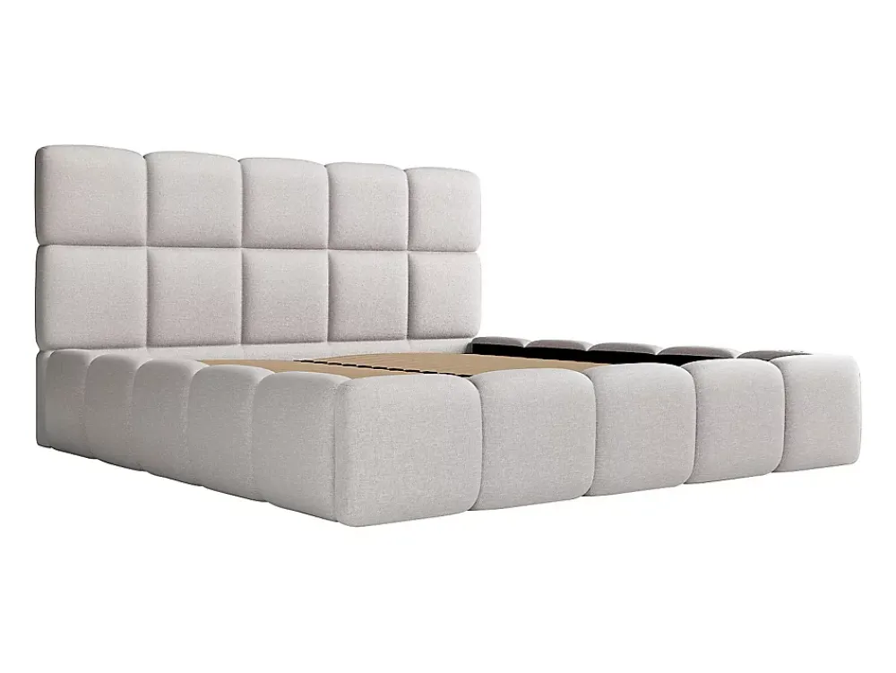 Vente-unique Lit coffre 180 x 200 cm - Tissu chiné - Gris clair - DAMADO II* Lit Coffre