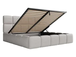 Vente-unique Lit coffre 180 x 200 cm - Tissu chiné - Gris clair - DAMADO II* Lit Coffre