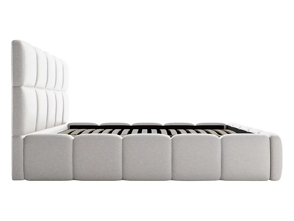 Vente-unique Lit coffre 180 x 200 cm - Tissu chiné - Gris clair - DAMADO II* Lit Coffre