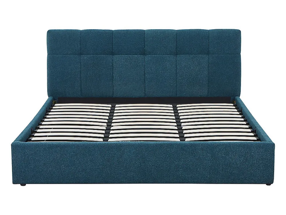 Lit coffre 180 x 200 cm - Tissu bouclette - Bleu canard + Matelas - MAZIRI>Vente-unique Outlet
