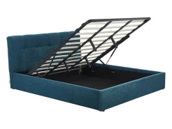 Lit coffre 180 x 200 cm - Tissu bouclette - Bleu canard + Matelas - MAZIRI><noscript><img width=
