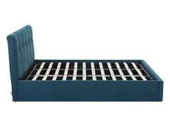 Lit coffre 180 x 200 cm - Tissu bouclette - Bleu canard + Matelas - MAZIRI><noscript><img width=