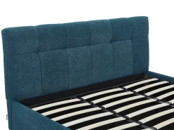 Lit coffre 180 x 200 cm - Tissu bouclette - Bleu canard + Matelas - MAZIRI><noscript><img width=