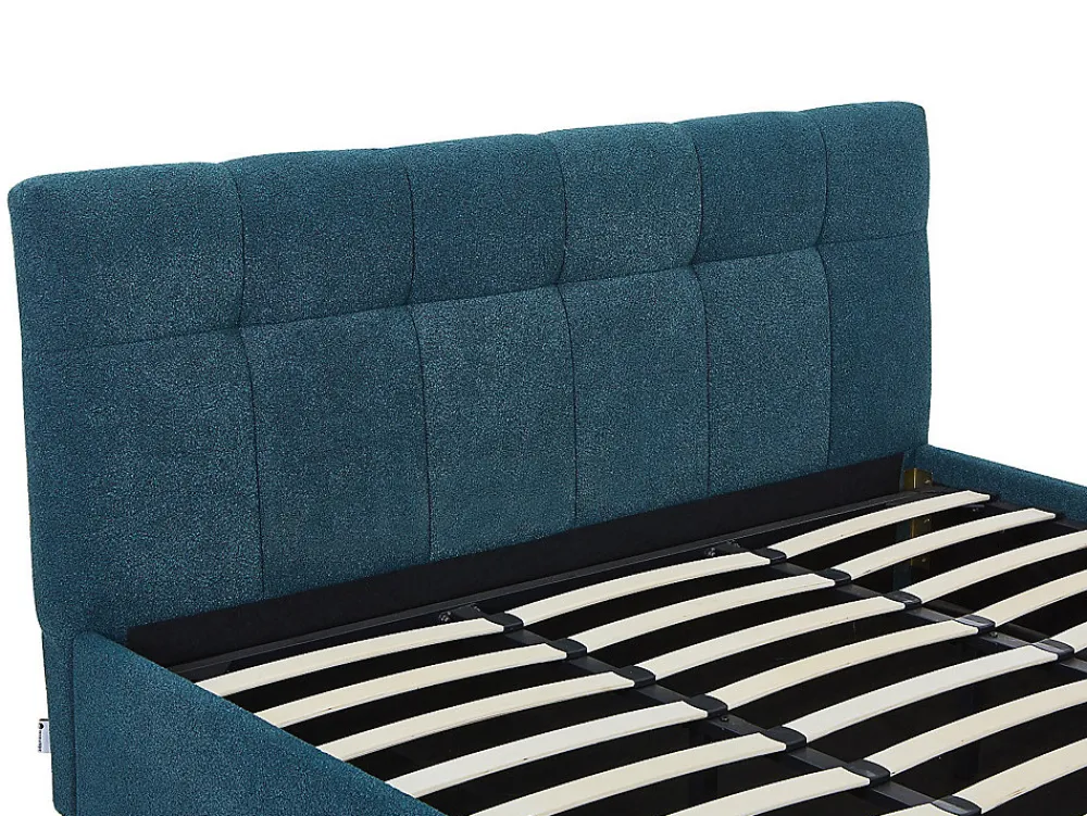 Lit coffre 180 x 200 cm - Tissu bouclette - Bleu canard + Matelas - MAZIRI>Vente-unique Outlet