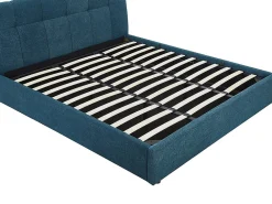 Lit coffre 180 x 200 cm - Tissu bouclette - Bleu canard + Matelas - MAZIRI><noscript><img width=