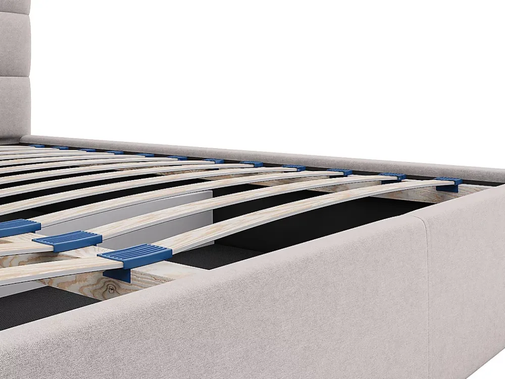 Vente-unique Lit coffre 200 x 200 cm - Tissu - Beige - ELIAVA* Lit Coffre