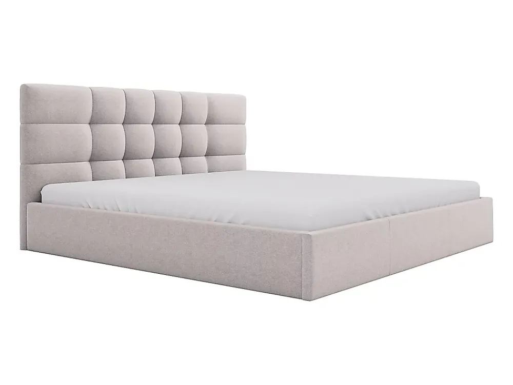 Vente-unique Lit coffre 200 x 200 cm - Tissu - Beige - ELIAVA* Lit Coffre