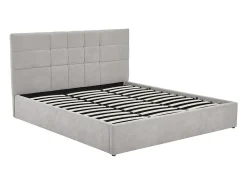 Vente-unique Lit coffre 180 x 200 cm - Tissu - Gris - HOPEYA* Lit Coffre