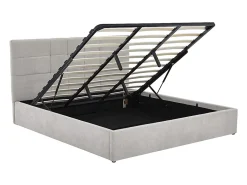 Vente-unique Lit coffre 180 x 200 cm - Tissu - Gris - HOPEYA* Lit Coffre