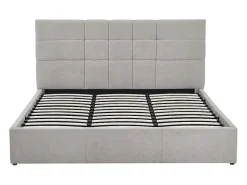 Vente-unique Lit coffre 180 x 200 cm - Tissu - Gris - HOPEYA* Lit Coffre