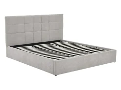 Lit coffre 180 x 200 cm - Tissu - Gris + Matelas - HOPEYA><noscript><img width=