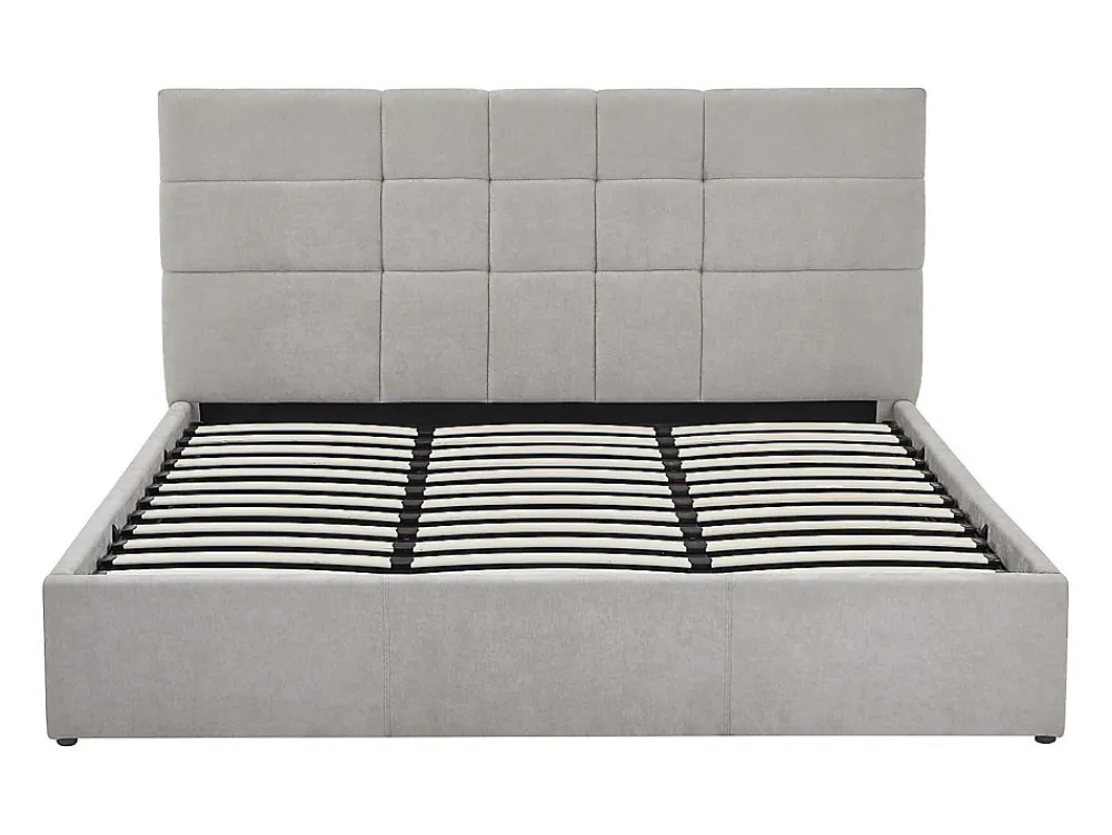 Lit coffre 180 x 200 cm - Tissu - Gris + Matelas - HOPEYA>Vente-unique Outlet
