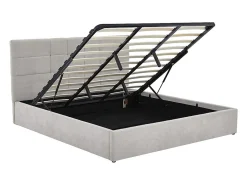 Lit coffre 180 x 200 cm - Tissu - Gris + Matelas - HOPEYA><noscript><img width=