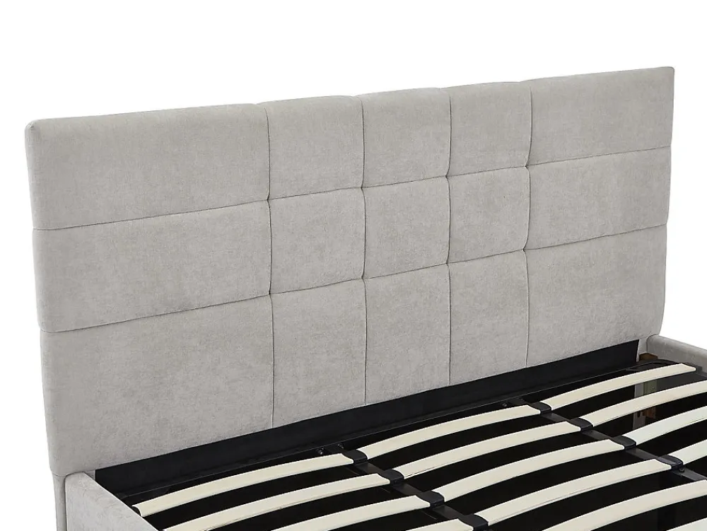 Lit coffre 180 x 200 cm - Tissu - Gris + Matelas - HOPEYA>Vente-unique Outlet