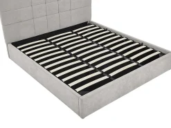 Lit coffre 180 x 200 cm - Tissu - Gris + Matelas - HOPEYA><noscript><img width=
